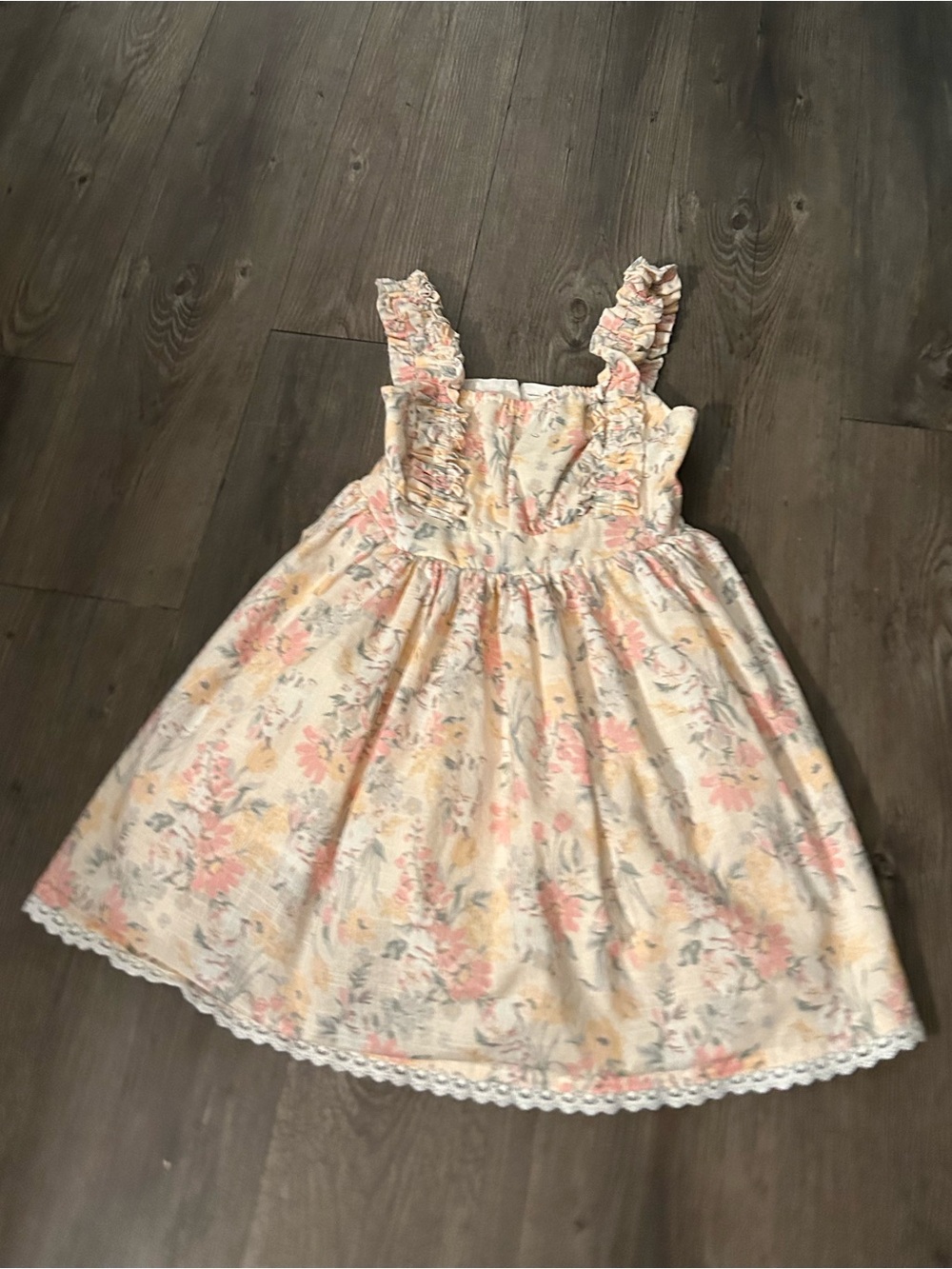 cupcakes & cashmere Pastel Floral Ruffle Strap Dress